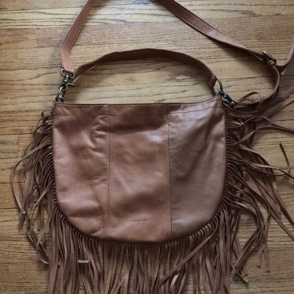 Crossbody fringe leather purse